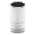 Performance Tool Chrome Socket, 1/2" Drive, 16mm, 12 Point, Shallow W32816